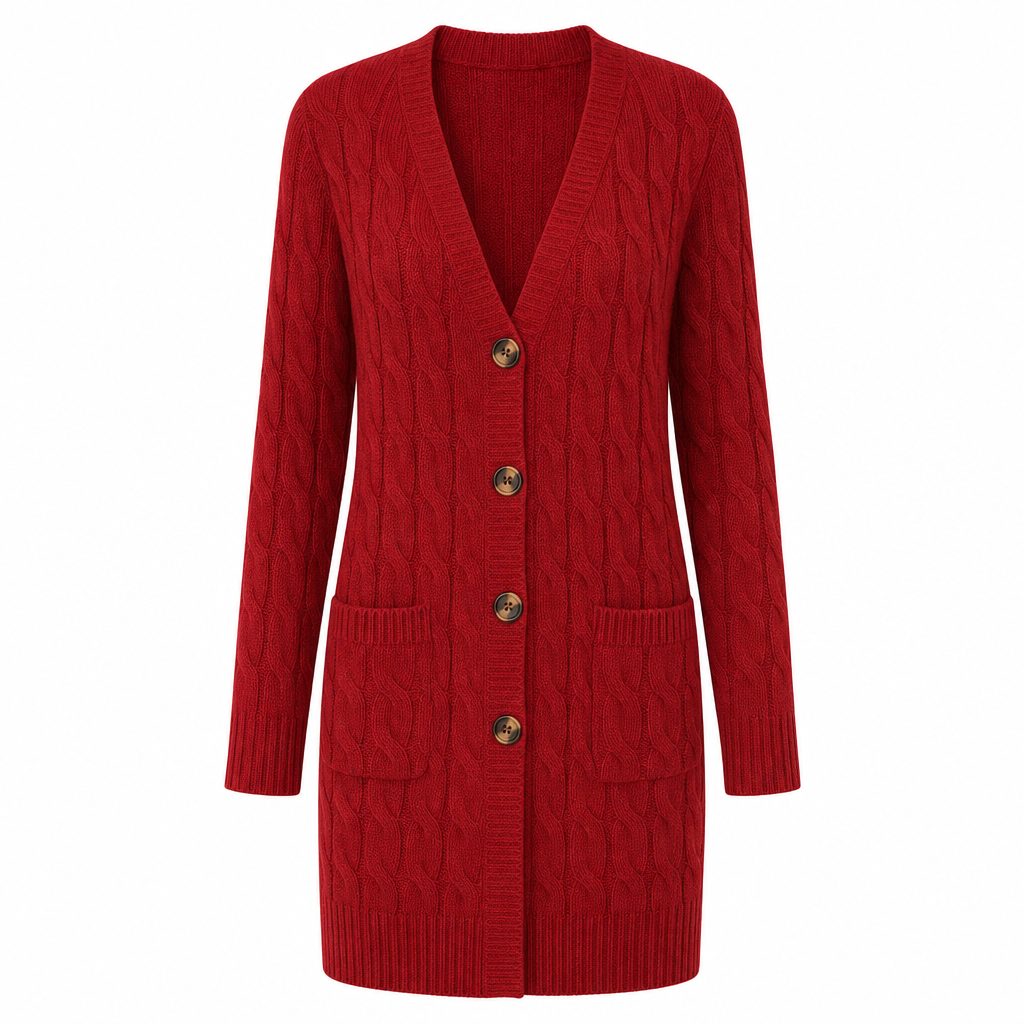 Cardigan en maille long à boutonnage simple pour femme, manteau décontracté d'automne et d'hiver