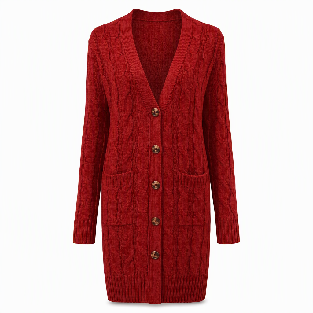 Cardigan en maille long à boutonnage simple pour femme, manteau décontracté d'automne et d'hiver