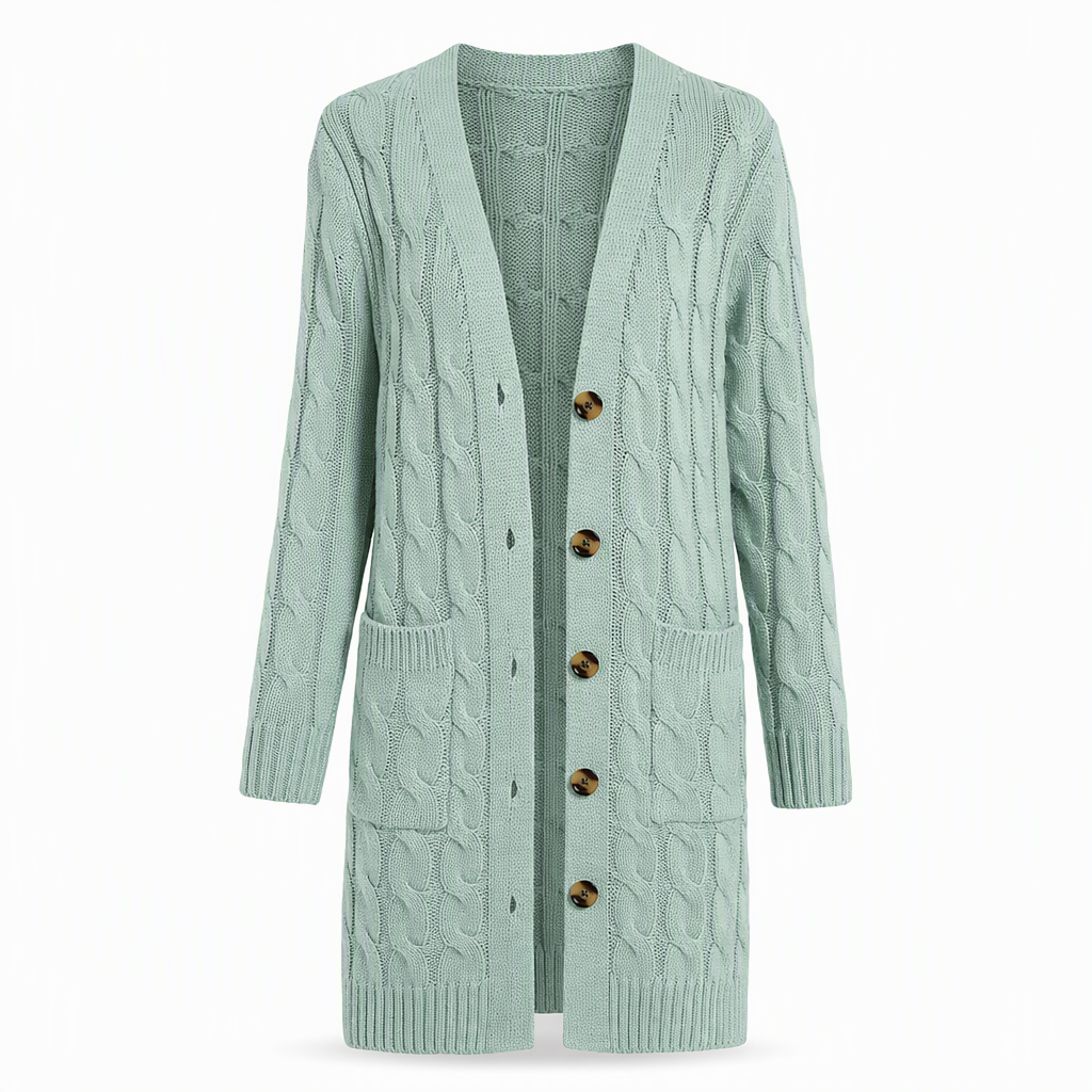 Cardigan en maille long à boutonnage simple pour femme, manteau décontracté d'automne et d'hiver