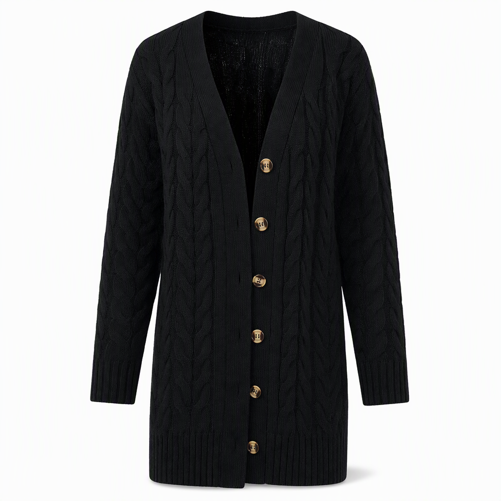 Cardigan en maille long à boutonnage simple pour femme, manteau décontracté d'automne et d'hiver