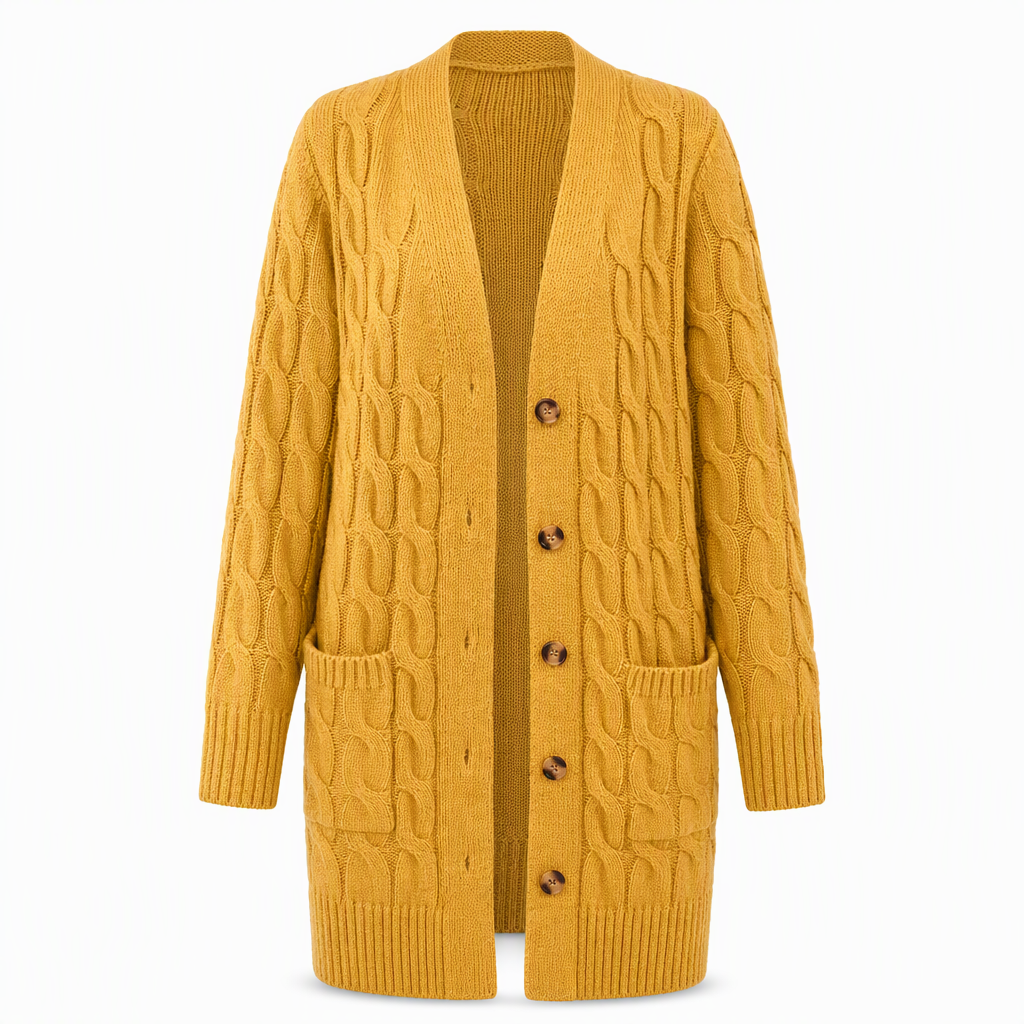 Cardigan en maille long à boutonnage simple pour femme, manteau décontracté d'automne et d'hiver
