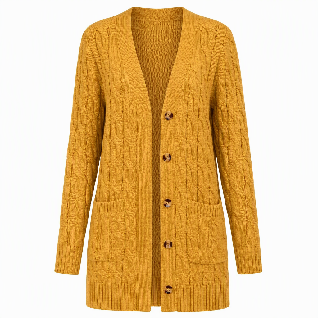 Cardigan en maille long à boutonnage simple pour femme, manteau décontracté d'automne et d'hiver