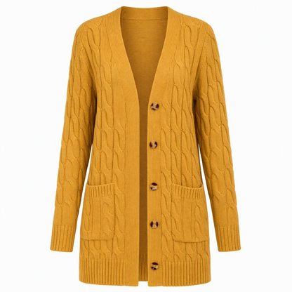 Cardigan en maille long à boutonnage simple pour femme, manteau décontracté d'automne et d'hiver