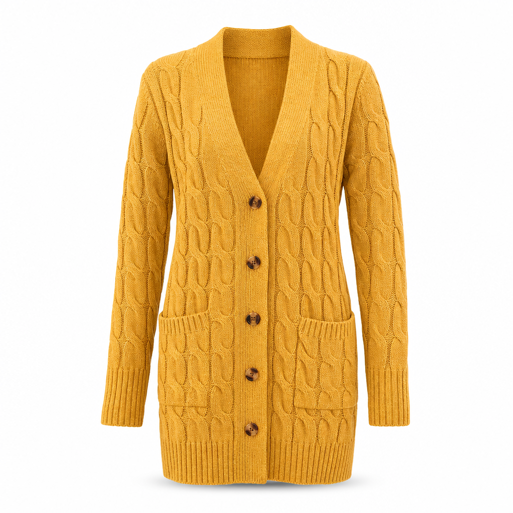 Cardigan en maille long à boutonnage simple pour femme, manteau décontracté d'automne et d'hiver