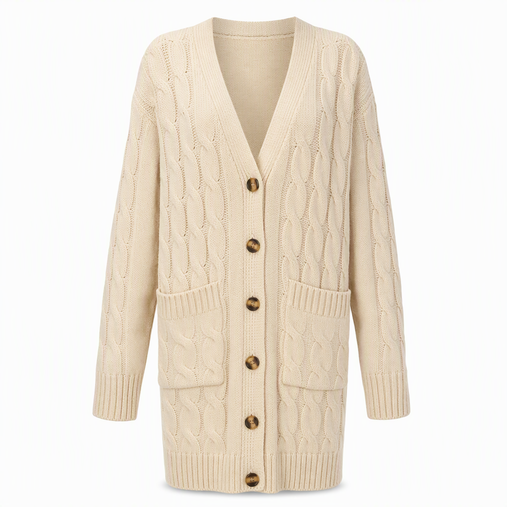 Cardigan en maille long à boutonnage simple pour femme, manteau décontracté d'automne et d'hiver