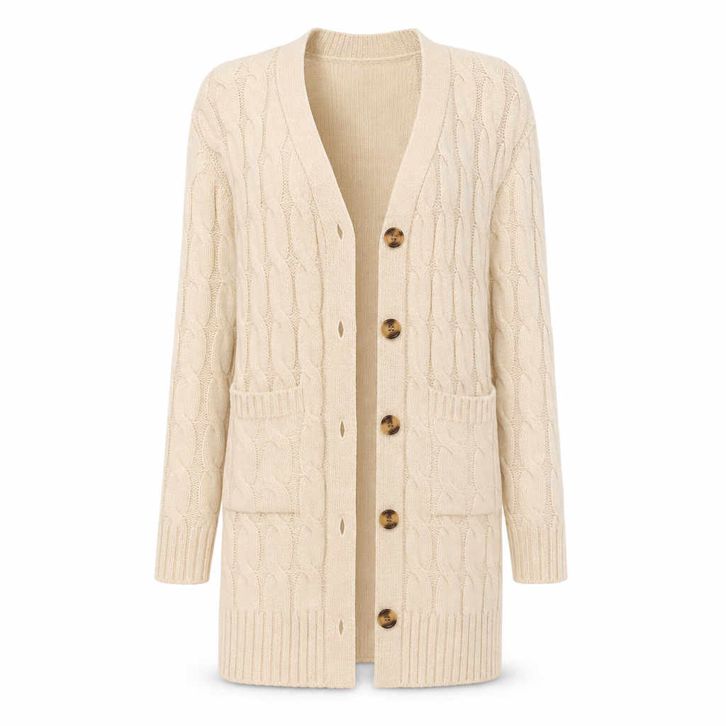 Cardigan en maille long à boutonnage simple pour femme, manteau décontracté d'automne et d'hiver