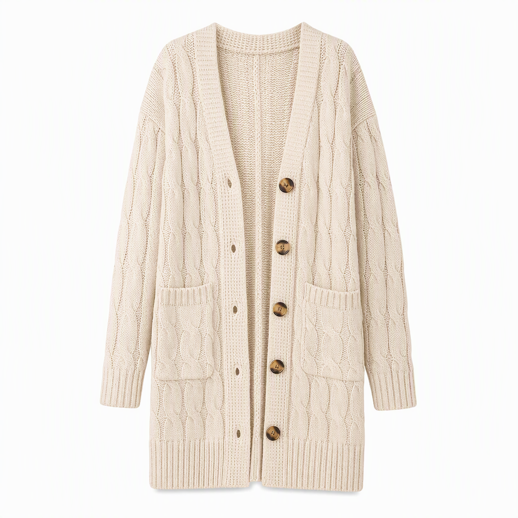 Cardigan en maille long à boutonnage simple pour femme, manteau décontracté d'automne et d'hiver