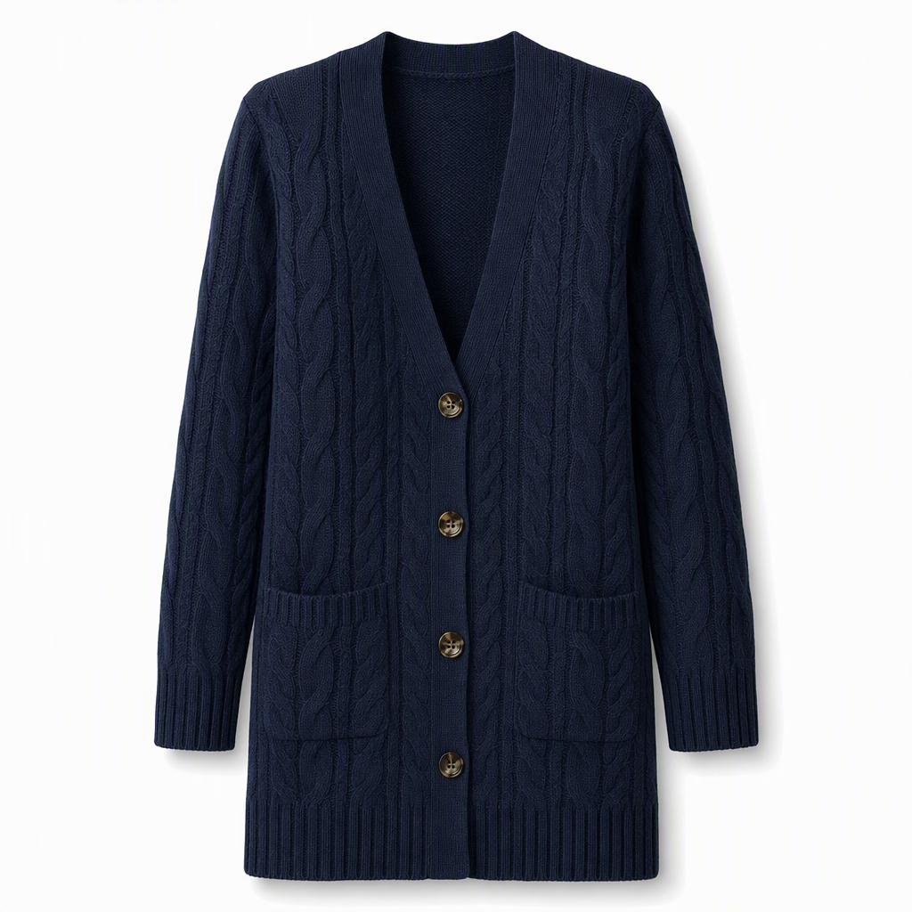 Cardigan en maille long à boutonnage simple pour femme, manteau décontracté d'automne et d'hiver