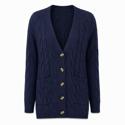 Cardigan en maille long à boutonnage simple pour femme, manteau décontracté d'automne et d'hiver