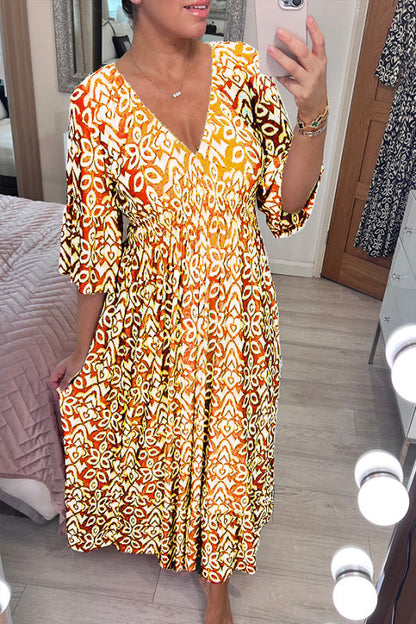🔥Rabais saisonnier de 50%🔥Robe à fleurs à col en V